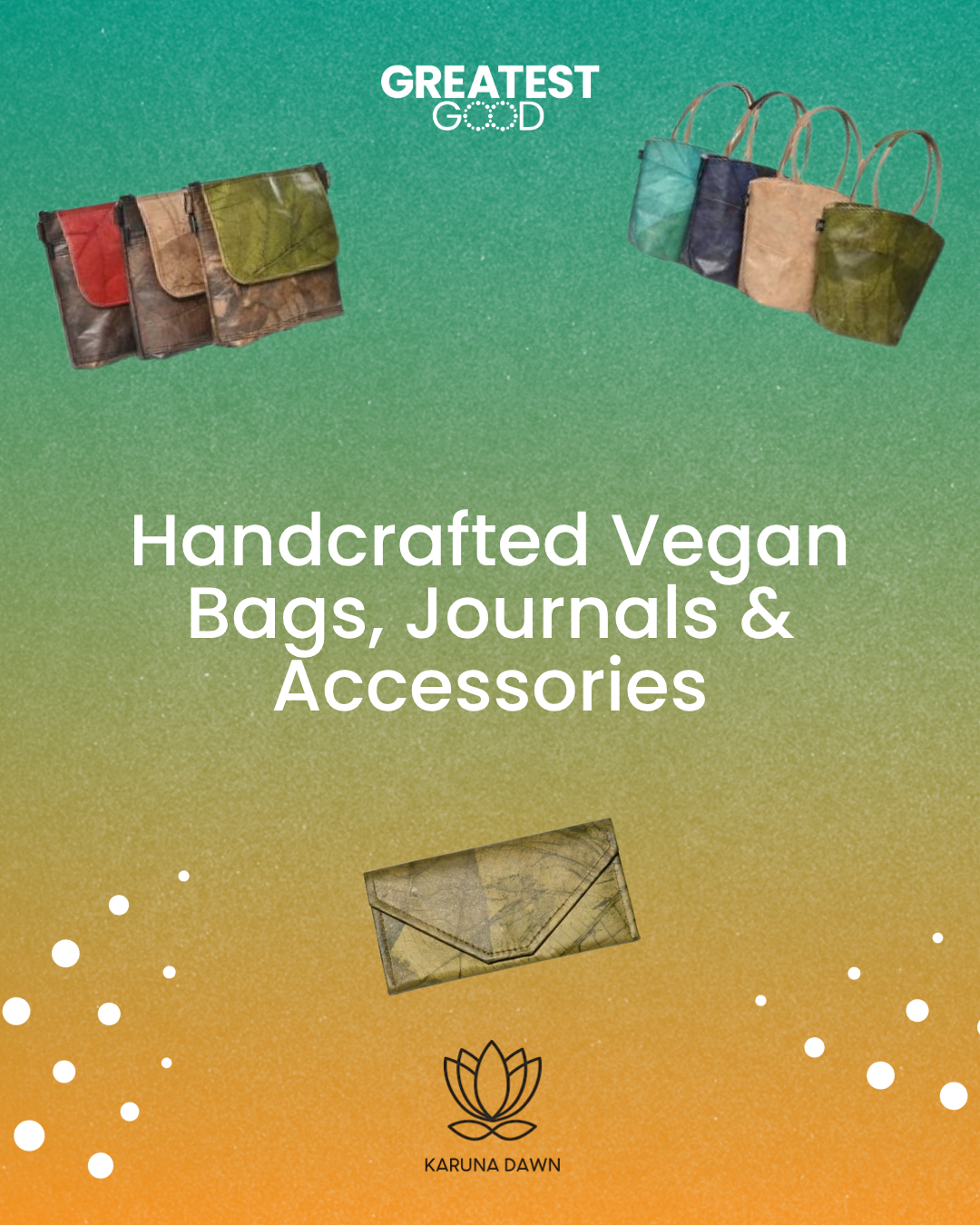 handcrafted vegan bags, journals and accessories