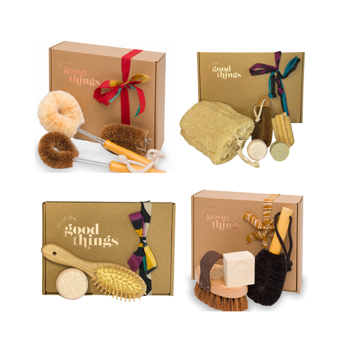 Greatest Good Member Feature - All of the Good Things A grid of four sustainable gift boxes labelled