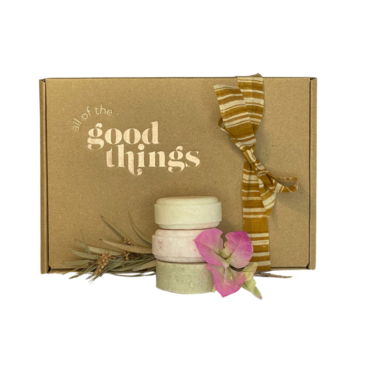 A cardboard gift box labelled 