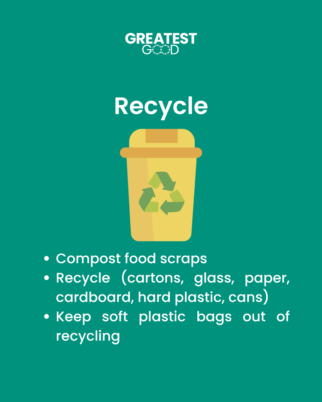 compost, recycle, sort soft plastic and leave out of recycling.