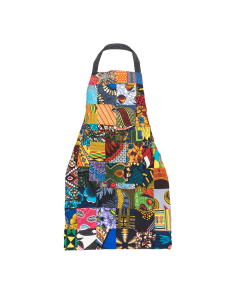 Multicoloured patchwork apron made with bright african material