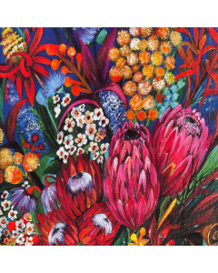 Space2b Hand Screen Printed Tea Towel - Flower Power