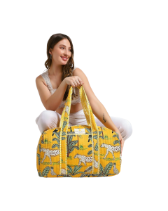 hiHandmade Cotton Duffle Bag - Yellow