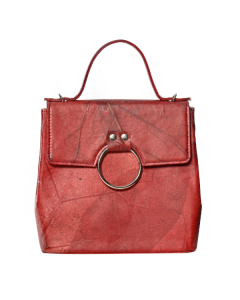 Karuna Dawn Leaf Leather Handbag-Red