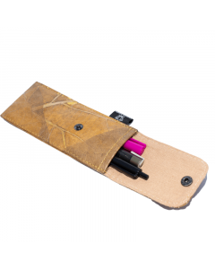 Karuna Dawn Leaf Leather Pen Holder-Mustard