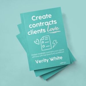Create Contracts Clients Love Book by Verity White. Design readable contracts your clients will love with fast (and fun!) workflows.